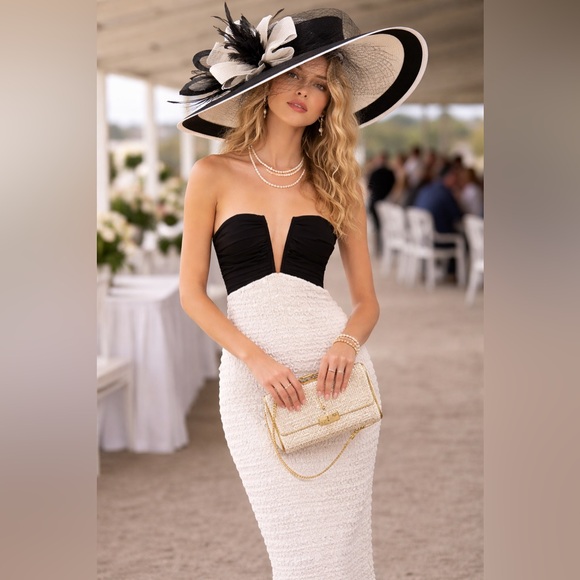 Anthropologie Dresses & Skirts - Anthropologie Strapless Two-Tone Midi Dress in Black and White-Kentucky Derby